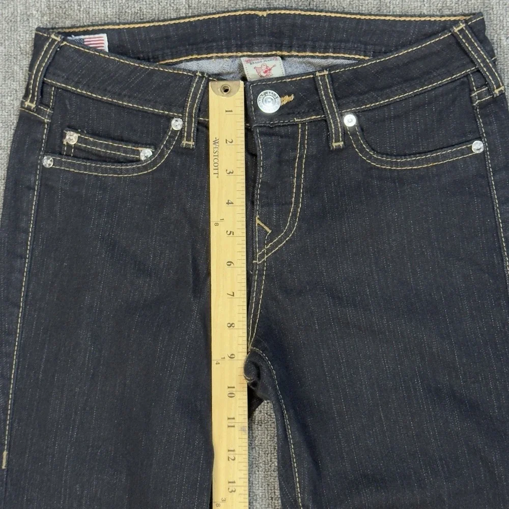 True Religion‎ Women's Jeans Halle Phantom Black USA Flag Skinny Size 28